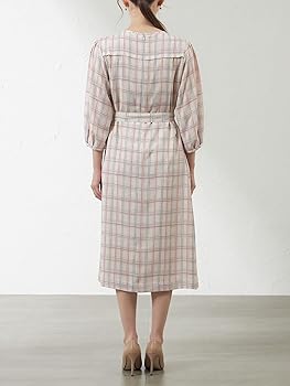 Amazon.co.jp: [アマカ] ハンドドローイングチェックタックワンピース